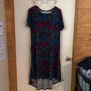LuLaRoe High Low Dress with Maroon and Blue Floral